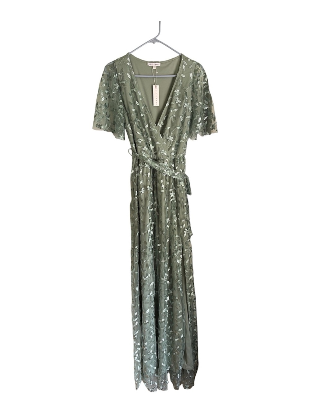 Baltic Born Sage Green Floral Maxi Wrap Dress